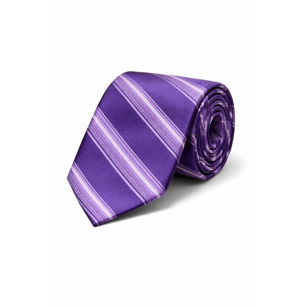 Michael Kors Mens Purple Striped Silk Necktie Designer Formal Business Tie OS